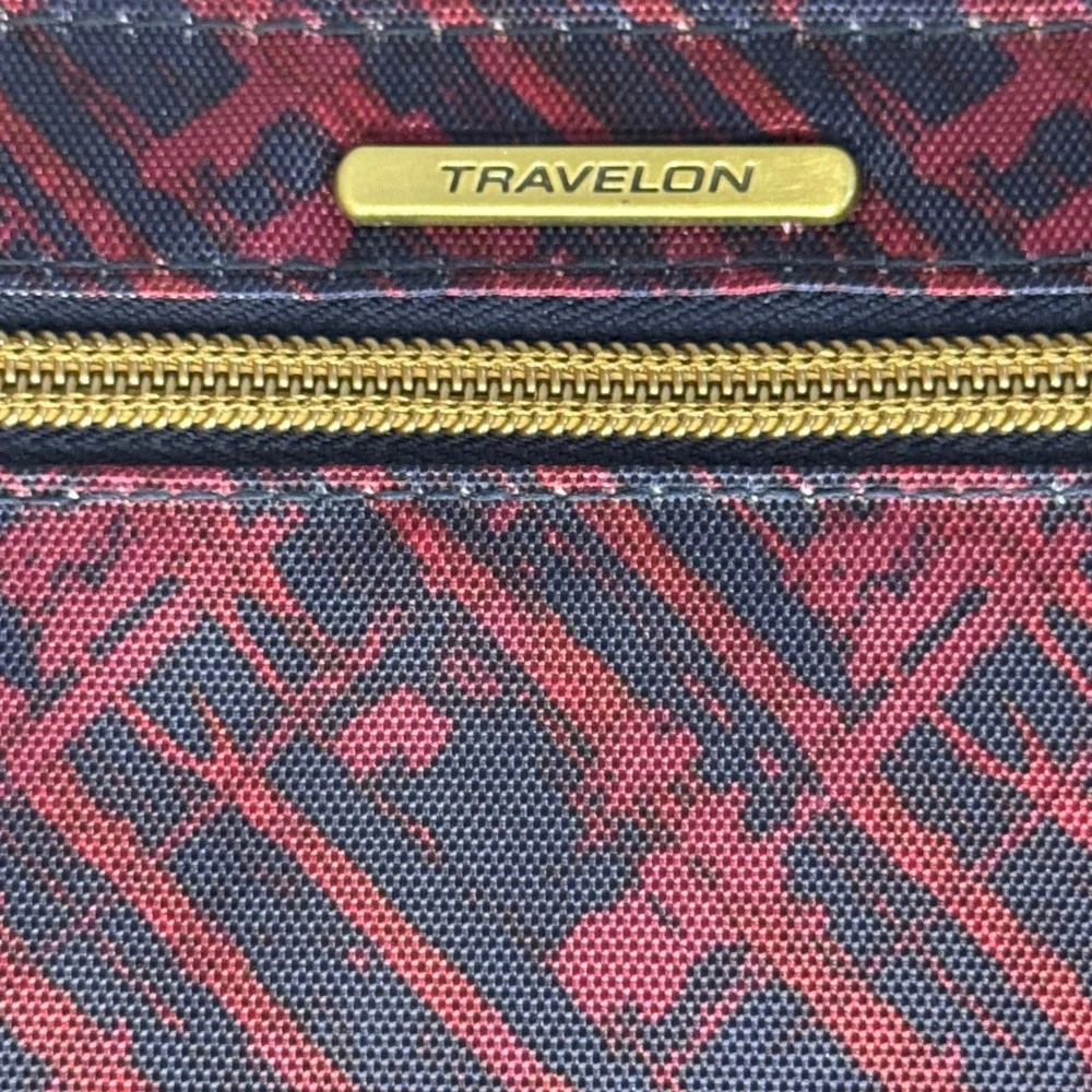 Travelon RFID Red & Blue Lined Wallet Clutch‎ Wristlet Zip Around Travel Purse
